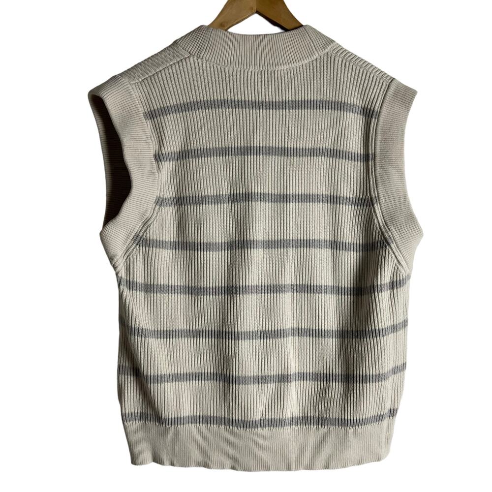 BOSS Hugo Relaxed Fit Cotton Silk Striped V-Neck Sleeveless Vest Sweater Size XL - Picture 13 of 13